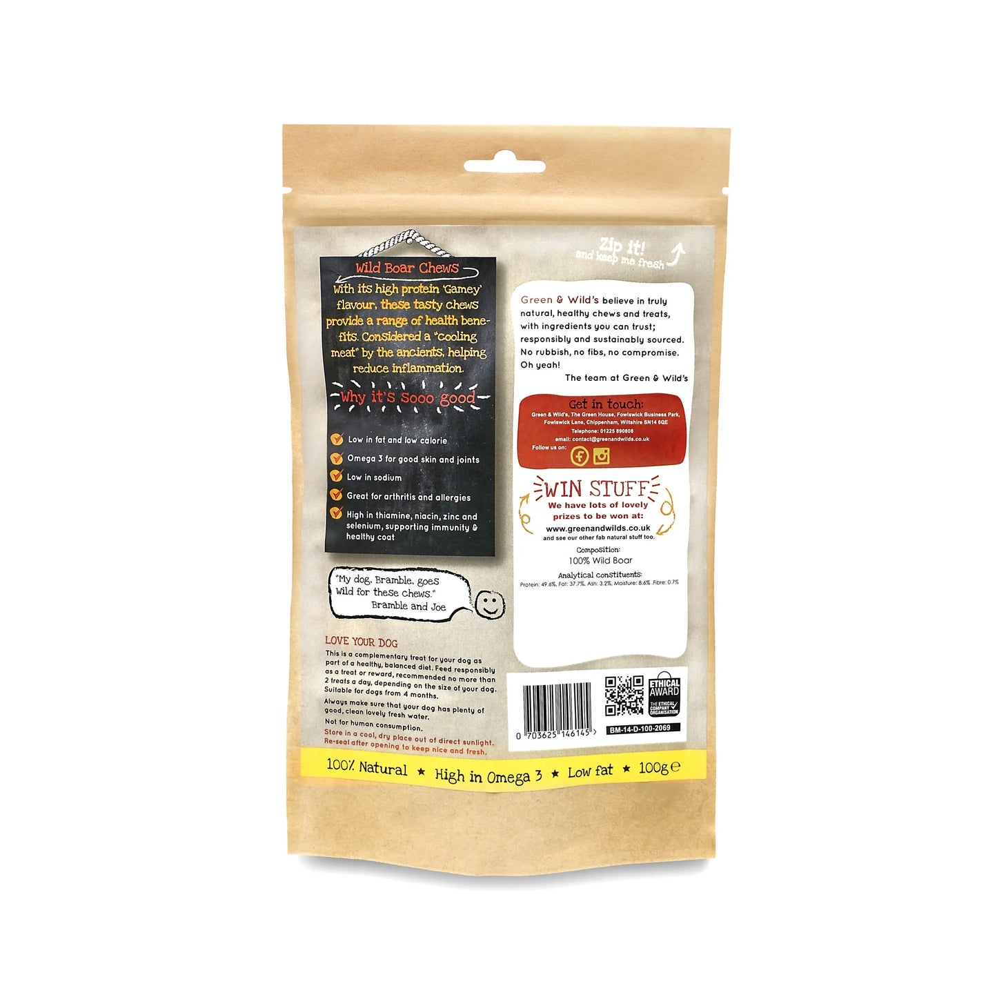 Wild Boar Chews, 100g
