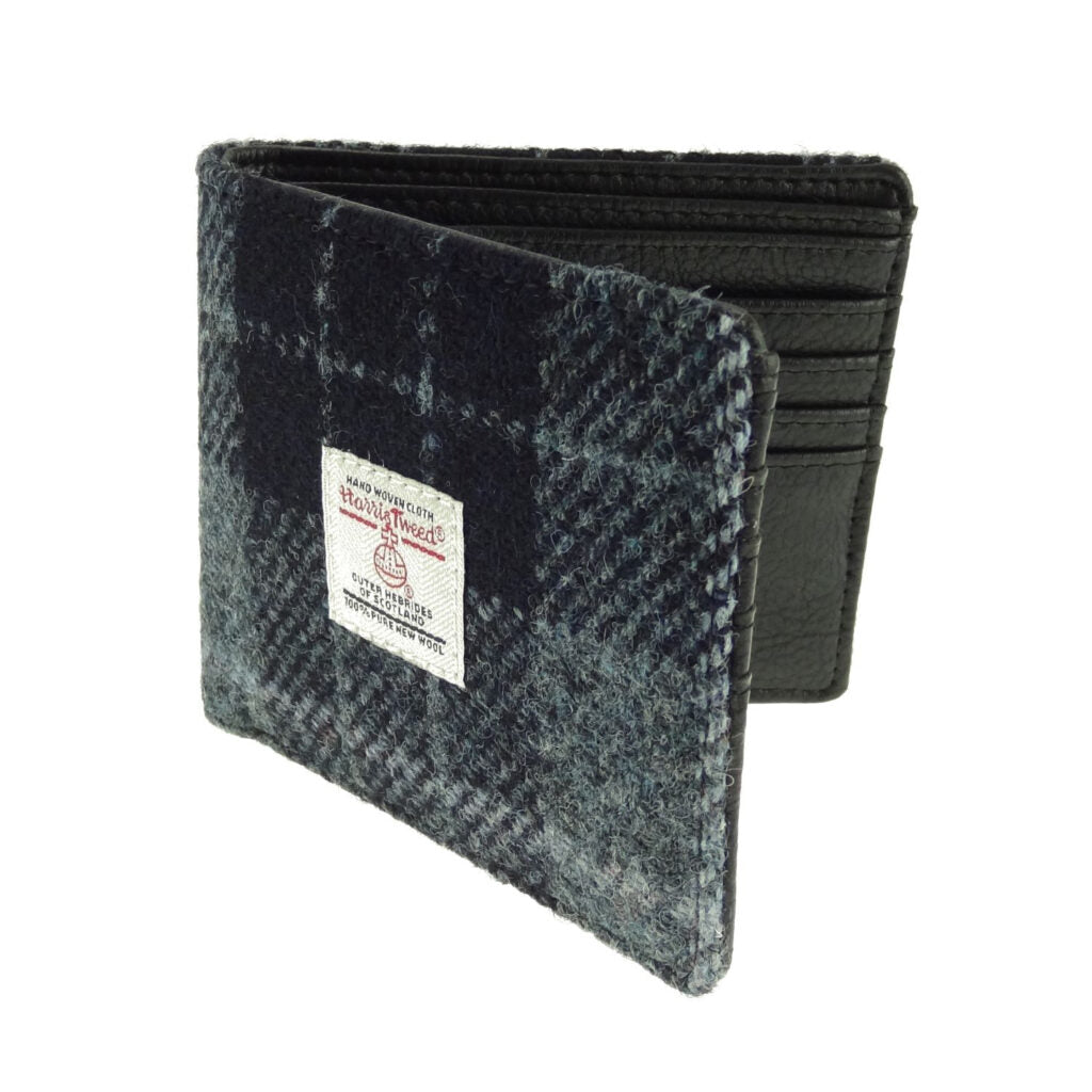 Harris Tweed 'Mull' Gents Wallet in Grey/Black Tartan