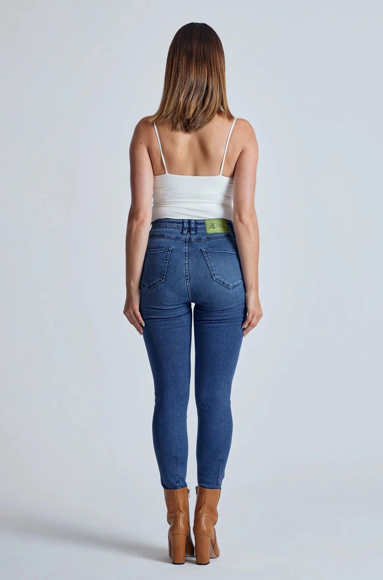 Azure Nina High Waisted Skinny Jeans Long GOTS Certified Organic Cotton and Recycled Polyester Long