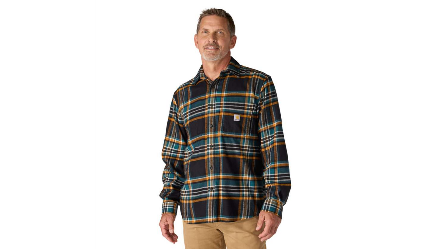 Carhartt M RF Relaxed Fit MW Flannel LS Plaid Shirt